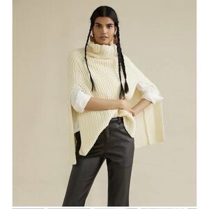 Anthropologie Knit Cape‎ Sweater One Size Cream Ivory Granolagirl Western Indie
